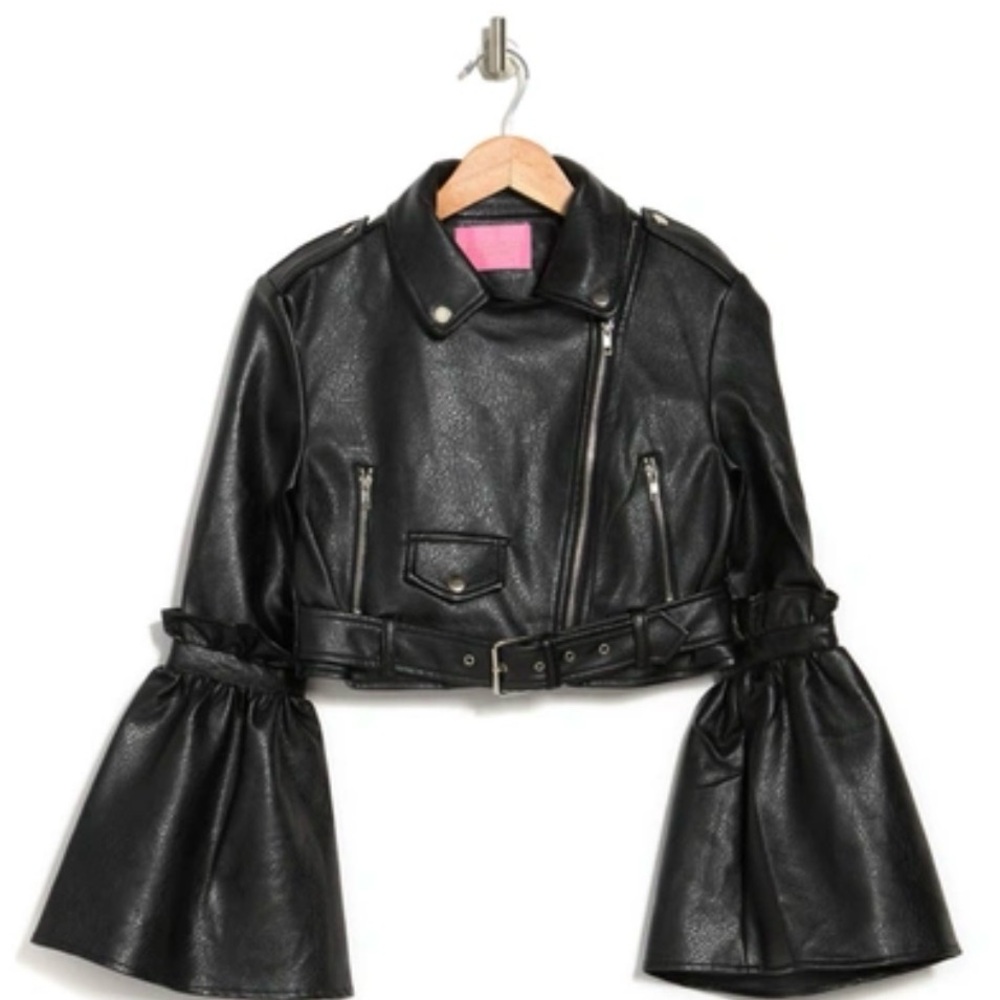 Azalea Wang Bell Sleeve Faux Leather Jacket